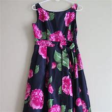 Jessica Howard Dresses | Jessica Howard Navy Blue Pink Floral Belted Sheath Fit & Flare Mini Dress Sz 6 | Color: Blue/Pink | Size: 6