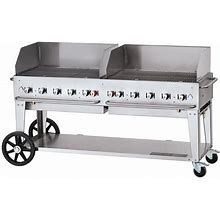 Crown Verity CV-MCB-72-SI-BULK-WGP Liquid Propane 72" Mobile Outdoor Grill With Single Gas Connection, Bulk Tank Capacity, And Wind Guard Package