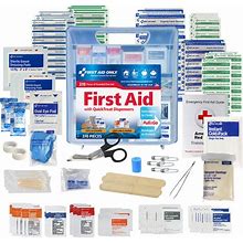 First Aid Only Quicktreat Plastic First Aid Kit, 11-3/4"H X 10-1/2"W X 2-15/16"D, Kit Of 370 Pieces
