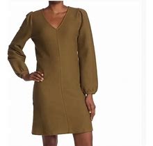 Madewell Dresses | Nwt! Madewell Womens Xs Texture Thread Long Blouson Sleeve Shift Dress Solid | Color: Brown/Green | Size: Xs