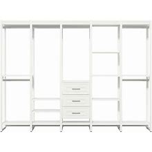 CLOSETS By LIBERTY 113 in. W White Adjustable Tower Wood Closet System With 3 Drawers And 18 Shelves HS74567-RW-10 ,