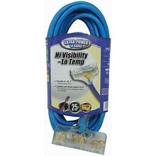 Southwire Cold Flex 25-Ft 14 / 3-Prong Outdoor Sjtw Heavy Duty Lighted Extension Cord In Blue | 32678806