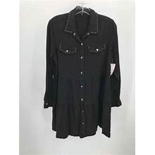 Pre-Owned Velvet Heart Black Size Medium Short Long Sleeve Dress