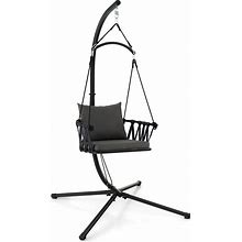 Gymax Swing Chair W/ Stand Patio Hanging Swing Chair W/ Comfortable