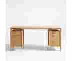Elias 66" Natural Elm Wood Desk With File Cabinet | Crate & Barrel