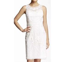 $498 Sue Wong Embroidered Sleeveless Dress In White. Size 6.