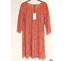 Anthropologie Kachel Coral Pink Lace Mini Dress Sz Us 2 Uk 6