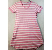 Lauren Ralph Lauren Dresses | Lauren Ralph Lauren T Shirt Dress Womens Medium Pink White Striped Cotton V Neck | Color: Pink/Tan/White | Size: M
