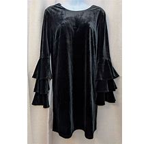 Sugarlips Sz Xs Black Velvet Tiered Bell Sleeve Dress