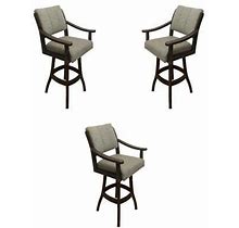 Home Square 34" Extra Tall Solid Wood Barstool In Brown - Set Of 3