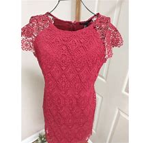 Forever 21 Women's Size L Scarlet Lined- Floral Lace Design Dress