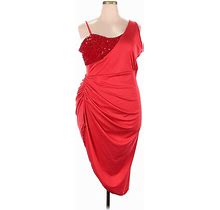 Cocktail Dress - Midi: Red Print Dresses - Women's Size 3X