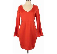 Venus Casual Dress - Sheath V-Neck 3/4 Sleeve: Red Solid Dresses - Women's Size Large