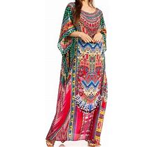 Sakkas Jabari Women's Maxi Short Sleeve Long Beach Kaftan Dress Boho Loose Gown - 411 - One Size