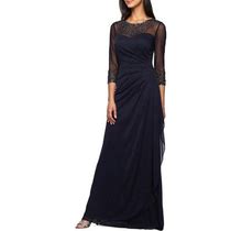 Alex Evenings Embellished Chiffon Evening Gown In Dark Navy At Nordstrom, Size 18