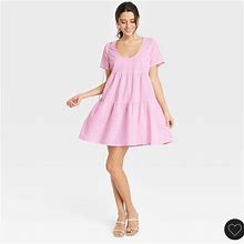 A New Day Dresses | Nwot A New Day Flutter Short Sleeve Tiered Dress | Color: Pink | Size: S