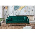 Green Vintage European Style Velvet Loveseat Sofa , With Two Adjustable Independent Backrests, With Rose Gold Metal Feet