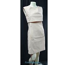 Sharagano Linen Look Sleeveless Dress Sheath Shift Pockets Knee Size 4 NEW $128