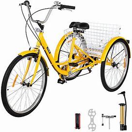 Vevor Adult Tricycle 20" 7-Speed 3-Wheel Bike W/ Basket With