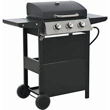 3-Burner Stainless Steel Barbecue Grill Propane Grill With Side Burner And Thermometer In Black