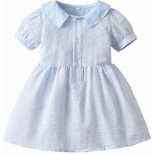 Zrbywb Girls Kids Toddler Baby Dress Spring Summer Solid Short Sleeve Princess Dress Baby Clothes Size 2