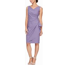 Alex Evenings Compression Embellished Ruched Sheath Dress - Icy Orchid - Size 12