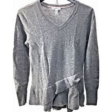 Isaac Mizrahi Live Women's V-Neck Long Sleeve Sweater, Grey, Xs