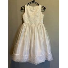 Girl's Cinderella White Beaded Pearls Special Occasion Dress Size 12