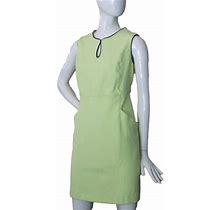 Lands End Women 14 Petite Sleeveless Knit Jacquard Sheath Dress, Bright Citrus
