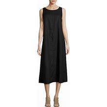 Eileen Fisher Dresses | Eileen Fisher 100% Irish Linen Textured Lightweight Midi Dress | Color: Black | Size: Sp