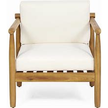 Christopher Knight Home 318120 Bonsallo Club Chair, Teak + Cream