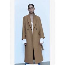 Women Zara Wool Coat, Camel Beige Long Wool Coat Maxi Women, Belted