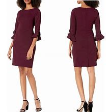 Karl Lagerfeld Dresses | Karl Lagerfeld Flounce Sleeve Sheath Dress | Color: Purple | Size: 12