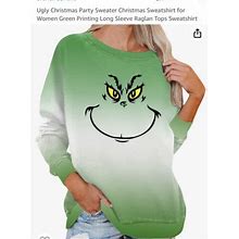 Ugly Sweater Christmas Grinch Top Size 3Xl Darker Green