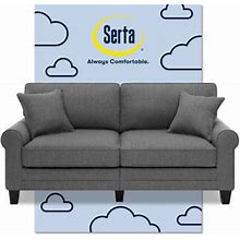 Serta At Home Copenhagen 73" Sofa Couch For Two People W/ Pillowed Back Cushions & Rounded Arms Polyester In Gray | Wayfair