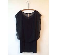 Bailey 44 B44 Dressed Black Silk Sheer Overlay Sequined Mini Dress Sz