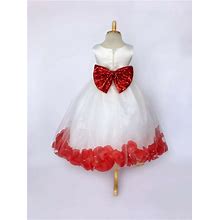 Red Ivory Tulle Sequin Rose Petal Dress Easter Birthday Spring Pageant