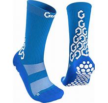 SENDA Gravity Pro Grip Socks With Non-Slip Technology, Soccer, Running, Basketball, Performance, Crew Length, Blue, Large