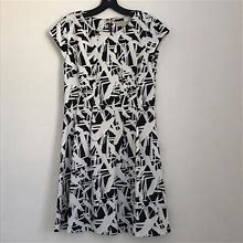 Michael Michael Kors Dresses | Michael Michael Kors Printed Fit & Flare Dress | Color: Black/White | Size: 8