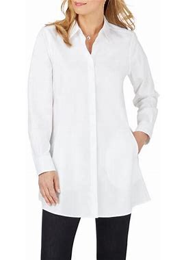 Foxcroft Cici Non-Iron Tunic Blouse In White At Nordstrom, Size 2