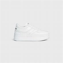 CELINE - Block Sneakers With Wedge Outsole In Calfskin Leather - White - Size : 41 - For Women