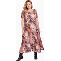 Plus Size Women's Short-Sleeve Crinkle Dress By Woman Within In Ivory Patchwork Floral (Size 3X)