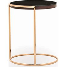 Enza Home Vienna 22" High Wood & Metal Side Table In Burgundy Red/Gold, Accent Tables