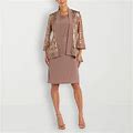 R & M Richards Sequin Print Jacket Dress | Pink | Womens 8 | Dresses Jacket Dresses | Removable Necklace