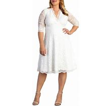 Kiyonna Bella Lace Fit & Flare Dress In Ivory At Nordstrom, Size 3X