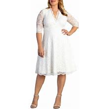 Kiyonna Bella Lace Fit & Flare Dress In Ivory At Nordstrom, Size 2X