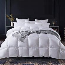 White Feiro Twin Goose Feathers And Down Comforter 700 Fill Power All Seasons Duvet Insert Machine Washable - 40 Oz 90 68 Inches Size 1