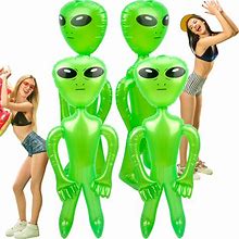 Haconba 4 Pack 67 Inch Giant Inflatable Alien Green Blow Up Alien Jumbo Inflatable Aliens For Alien Theme Party Halloween Home Decor