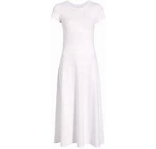 Another Tomorrow Women's Short-Sleeve Jersey Midi-Dress - White - Size Large