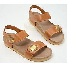 Taos Leather Adjustable Ankle Strap Sandals - Luckie, Size EU42 (11), Caramel